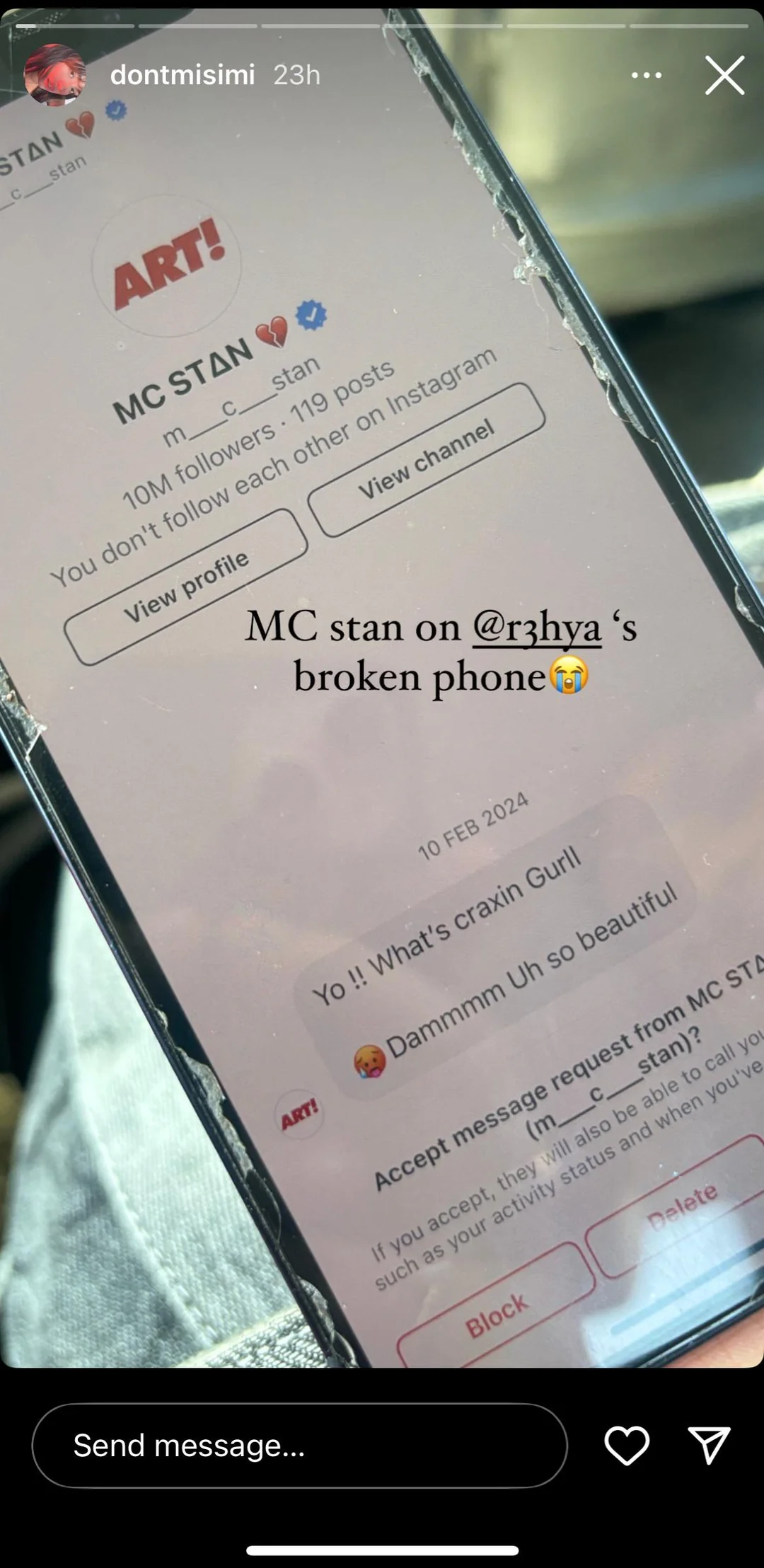 Mc Stan Slides Into Influencers Dms With Flirty Messages