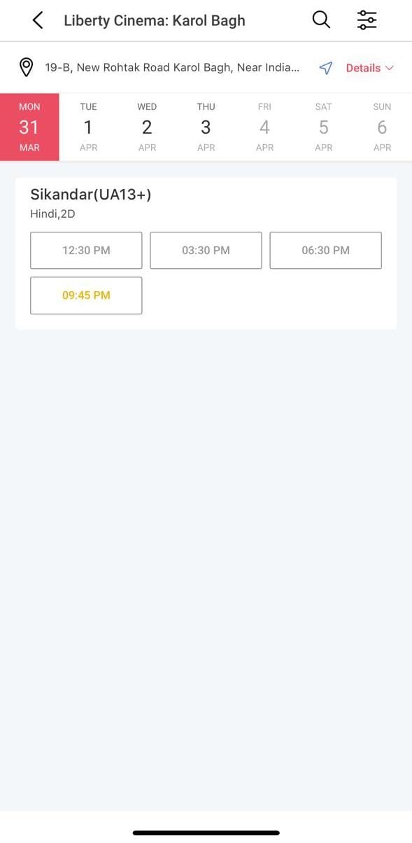 Sikandar books all seats in Karol Bagh