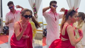 ankita lokhande, vicky jain, holi party dance,