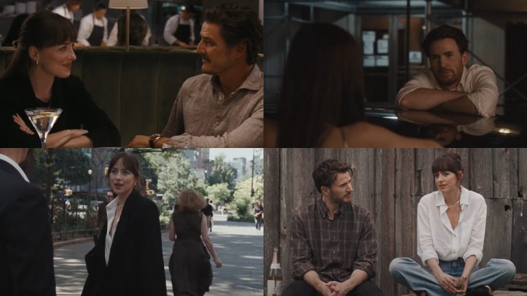 chris evans, dakota johnson, pedro pascal, materialists, trailer.