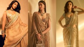 From Pooja Hegde To Ananya Panday, Here's A List Of Bollywood Actresses Who Look Stunning In Golden Sarees