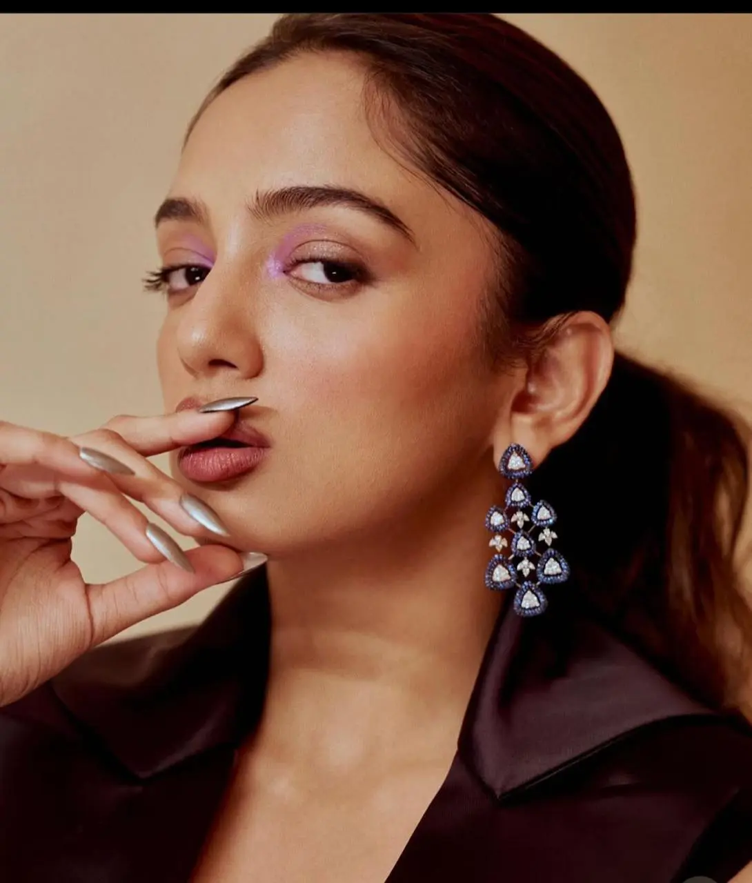 Ahsaas Channa metallic chrome nails