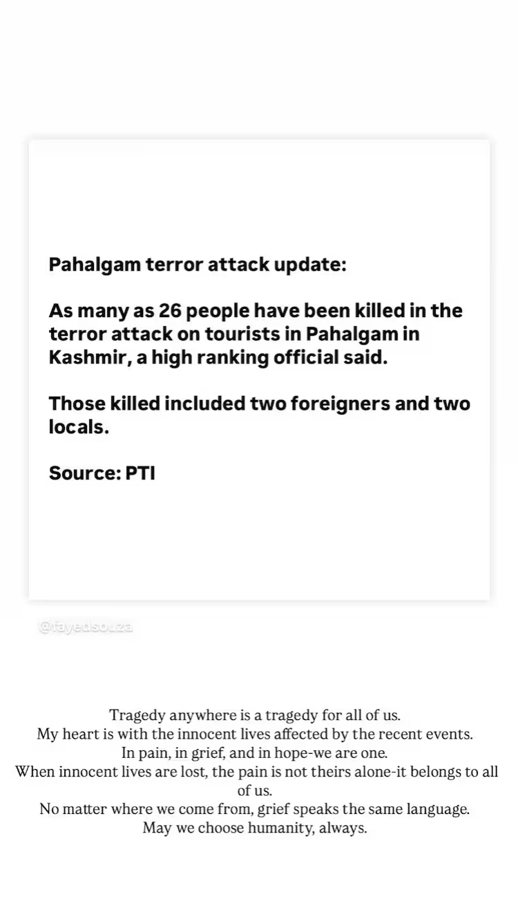 Hania Amir on Pahalgam Terror Attack