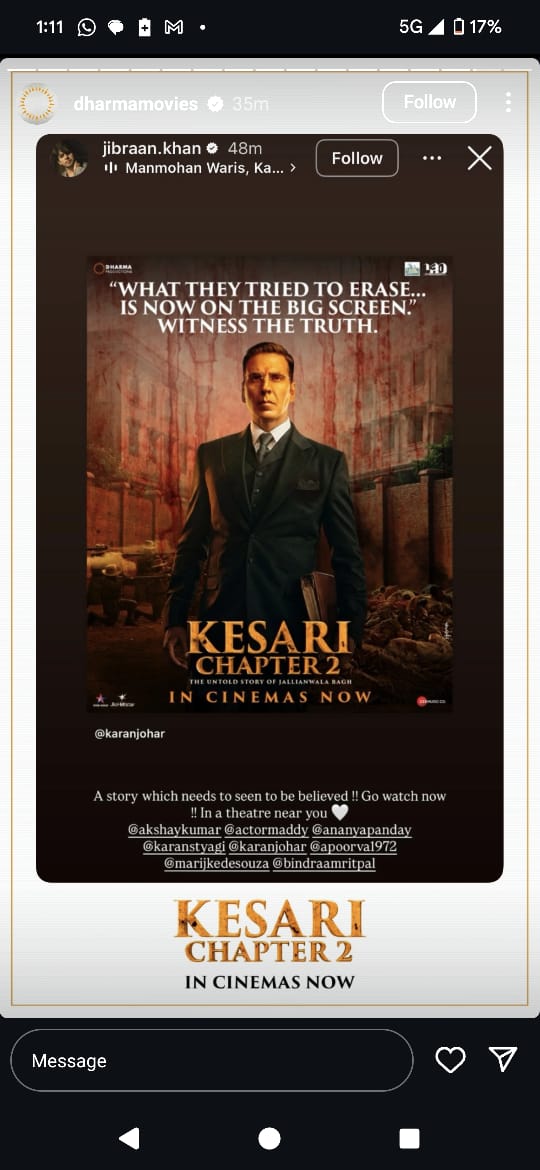 Jibraan Khan's reaction on Kesari 2