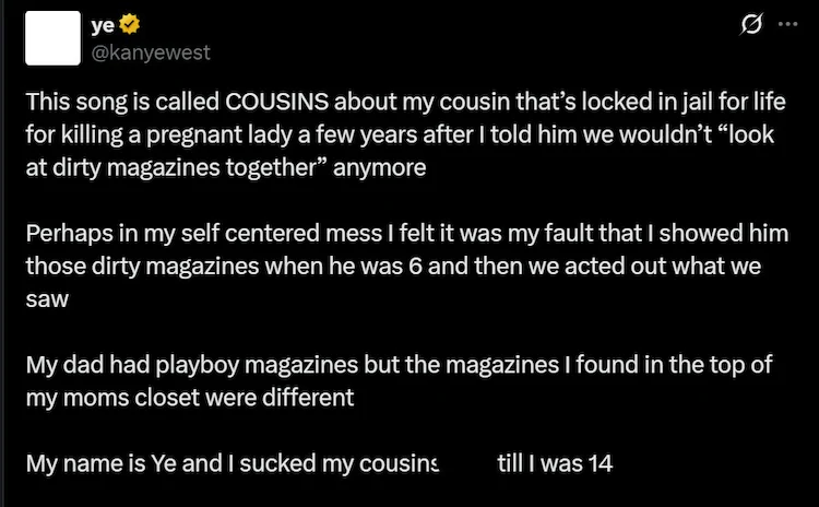 Kanye West admits shocking claim