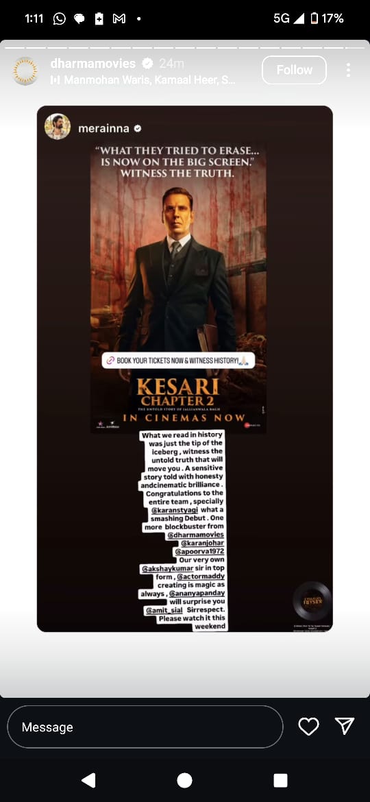 Mohit Raina appreciates Kesari 2