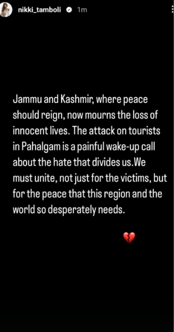 Nikki Tamboli Instagram Story