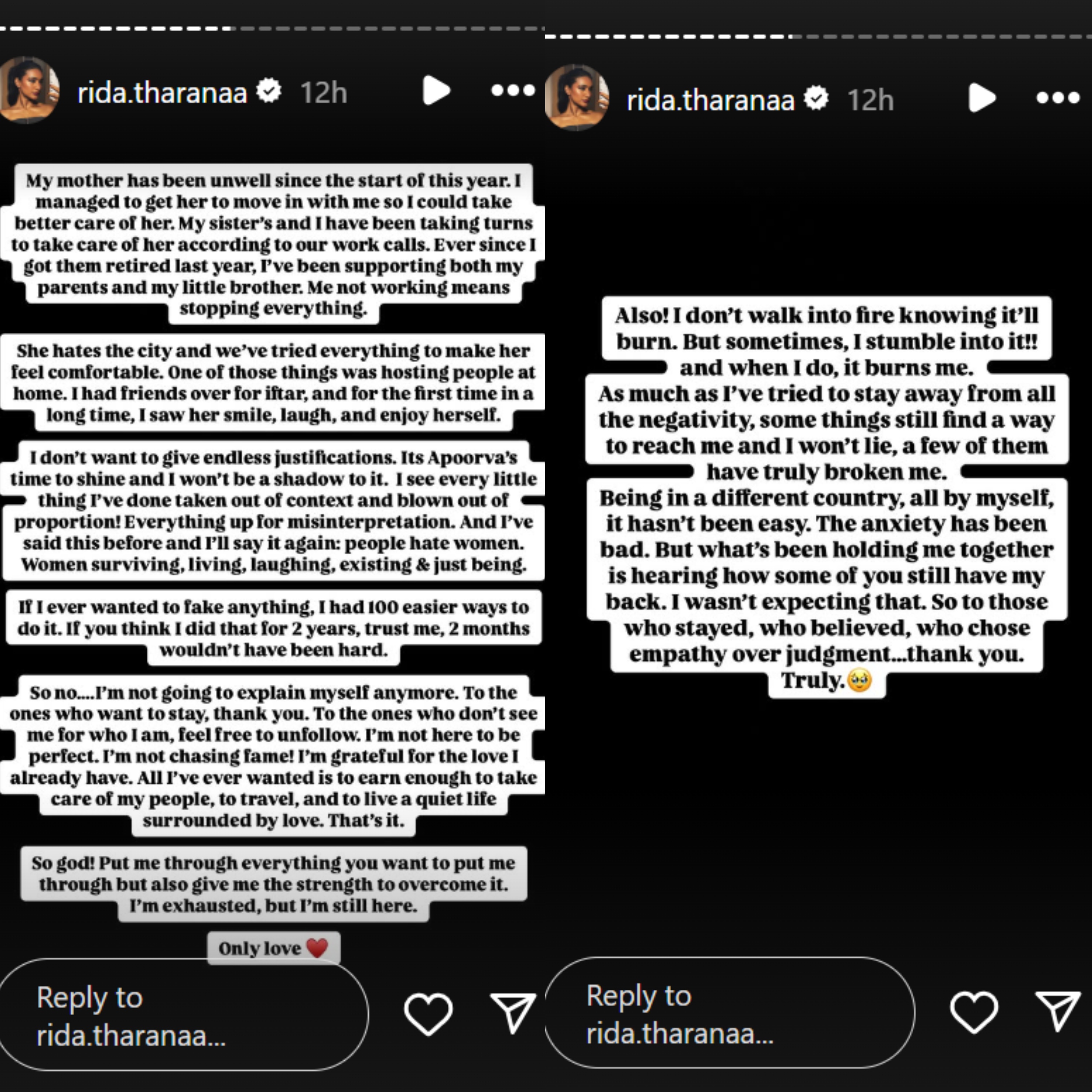 Rida Tharanaa On Apoorva Mujhija Backlash