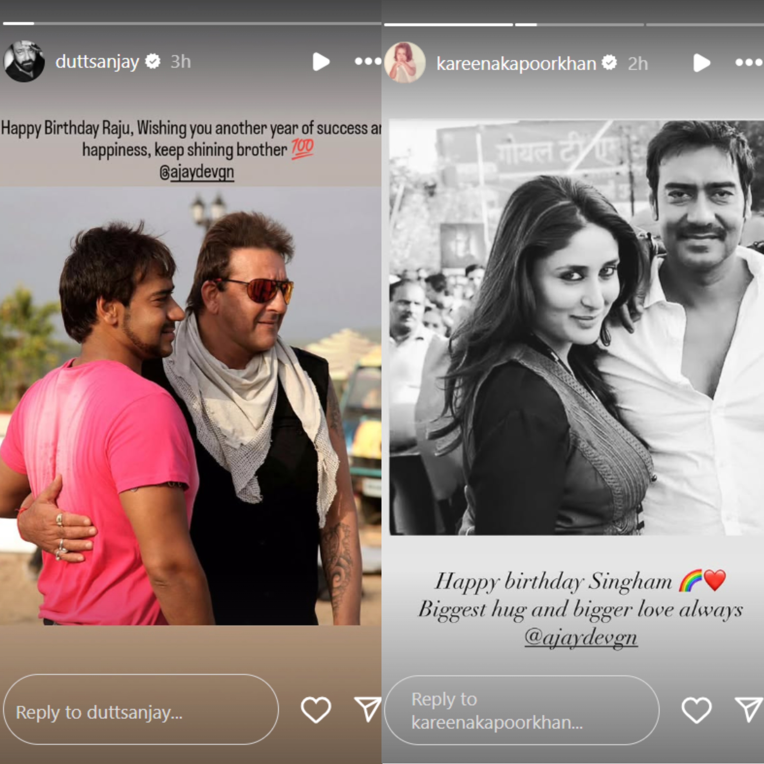 Sanjay Dutt and Kareena Kapoor wish Ajay Devgn