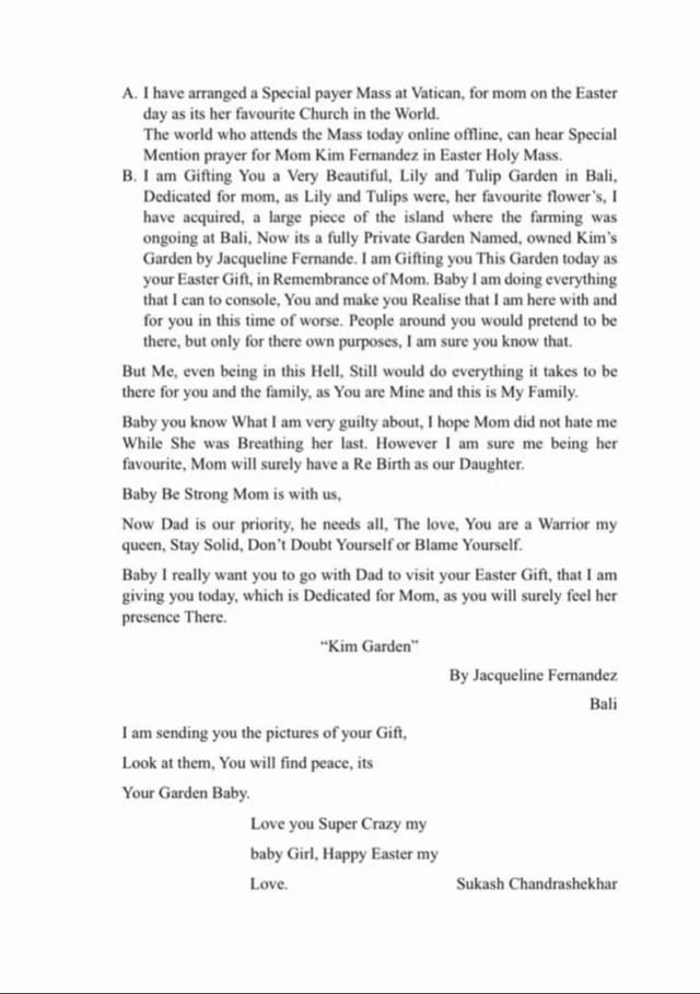 Sukesh Chandrashekhar Mourns Jacqueline's Mother's Death Gifts Her Tulip Garden