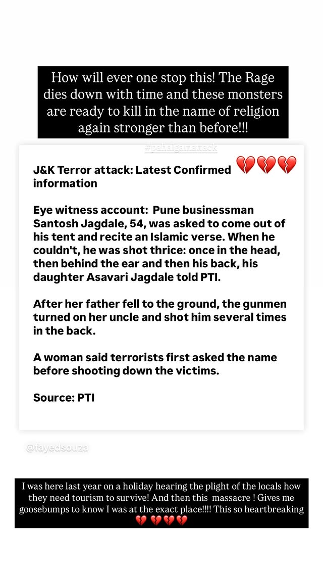 Sunayana Fozdar Instagram Story.