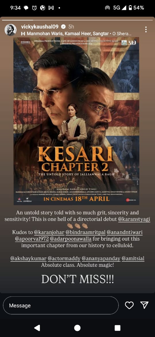 Vicky Kaushal Praises Kesari Chapter 2