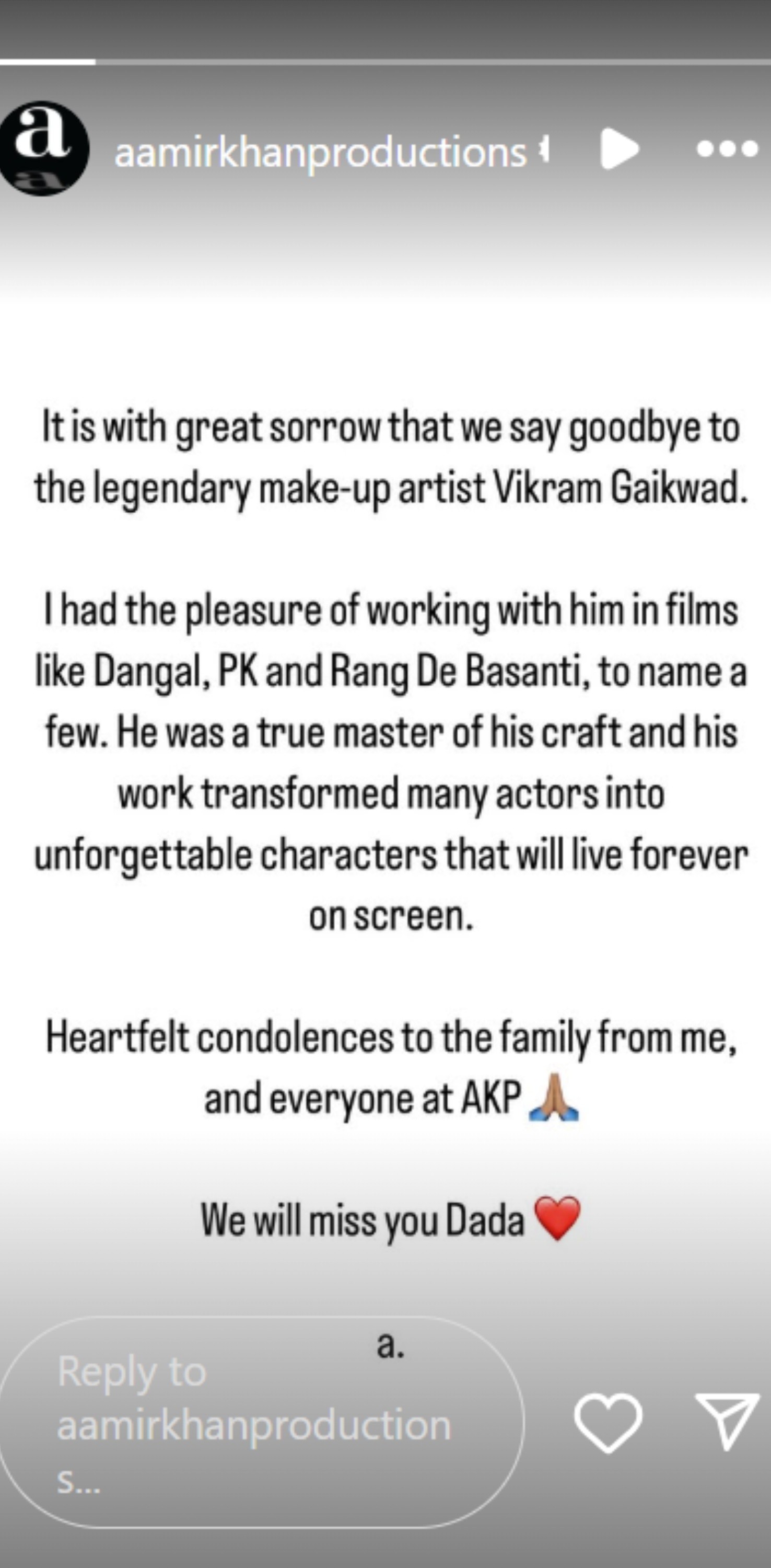 Aamir Khan On Vikram Gaikwad Death