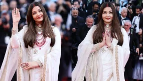 Aishwarya Rai Bachchan Shuts Down Divorce Rumours In ‘Ivory Saree And Red Sindoor’ At Cannes 2025 - Watch 