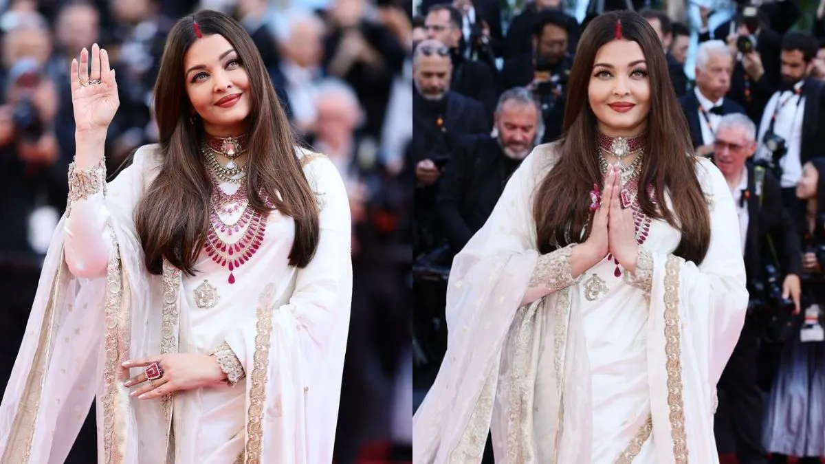 Aishwarya Rai Bachchan Shuts Down Divorce Rumours In ‘Ivory Saree And Red Sindoor’ At Cannes 2025 - Watch 