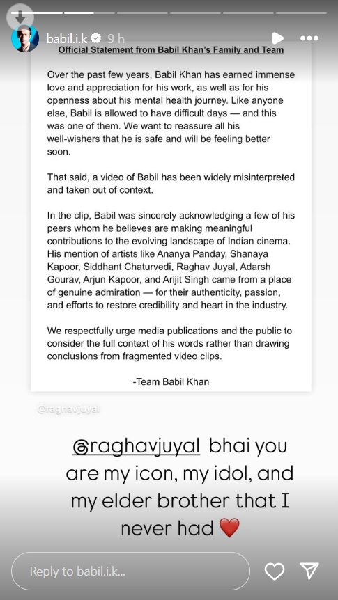 Babil Khan's Reaction To Raghav Juyal's Post