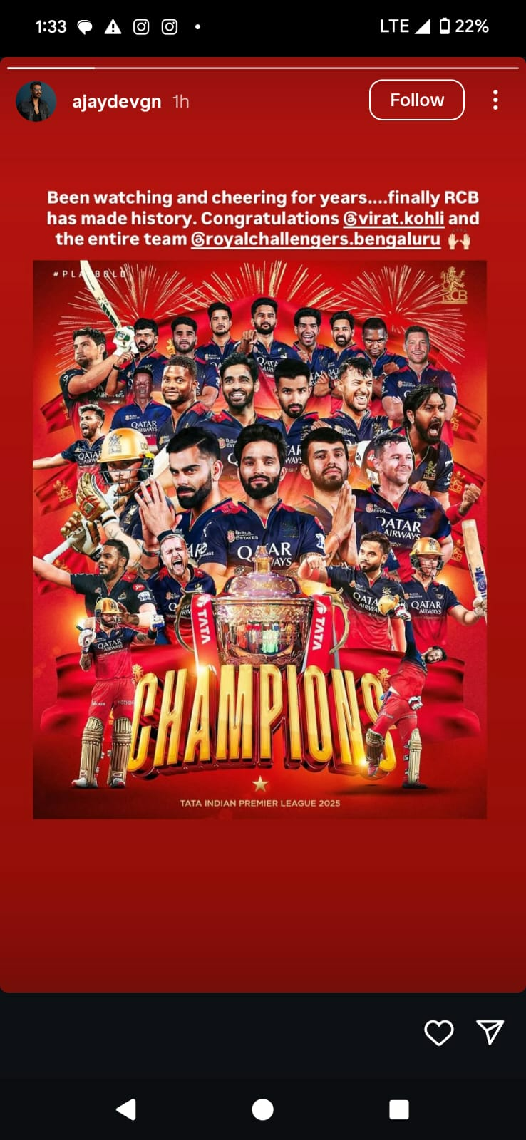 Ajay Devgn Insta Story