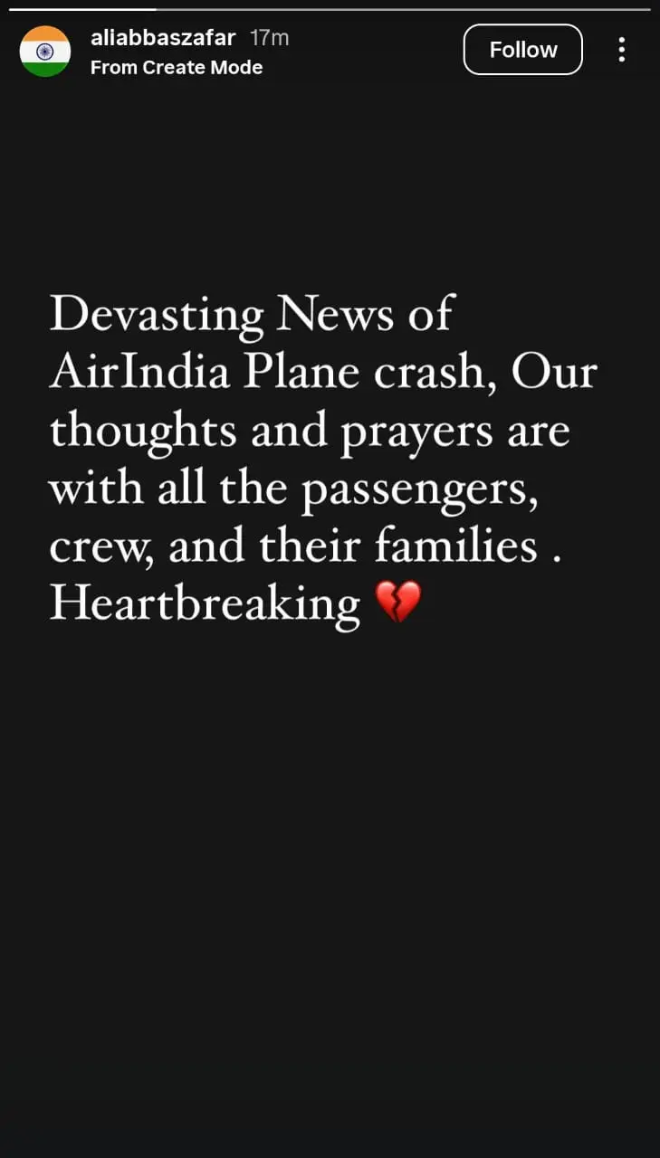Ali Abbas Zafar On Ahmedabad Plane Crash