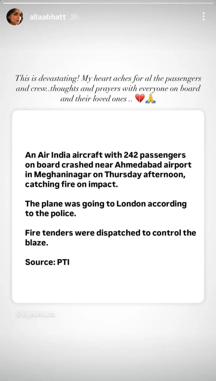 Alia Bhatt On Ahmedabad Plane Crash