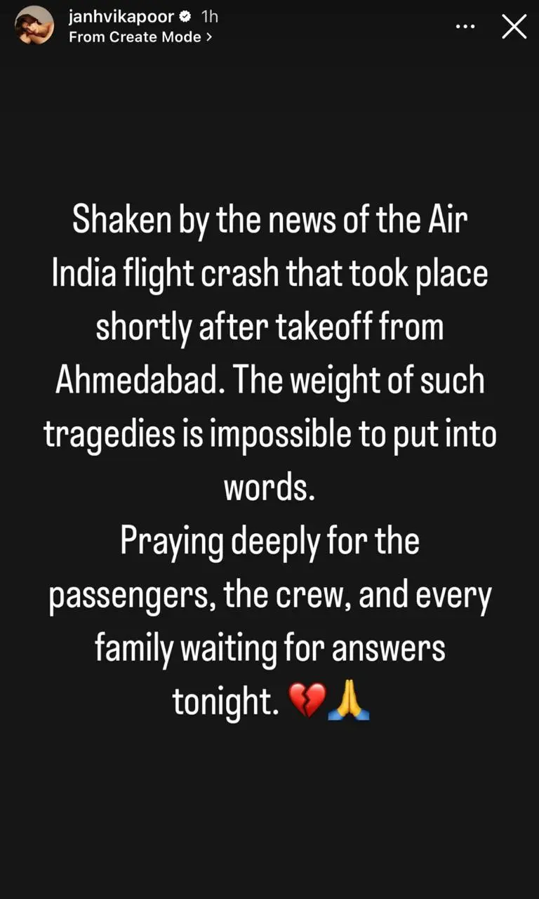Janhvi Kapoor On Ahmedabad Plane Crash