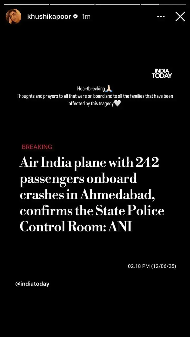 Khushi Kapoor On Ahmedabad Plane Crash