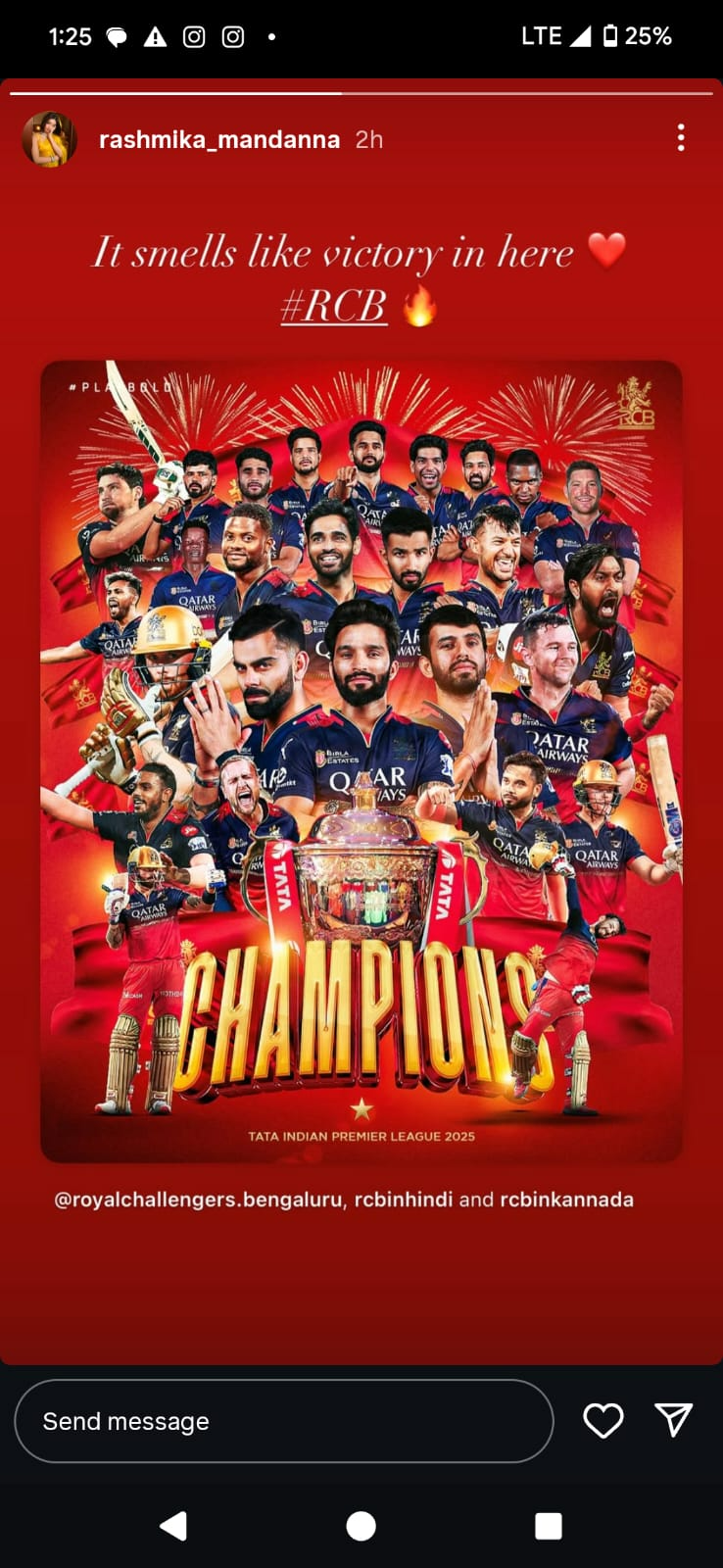 Rashmika Mandanna Insta Story