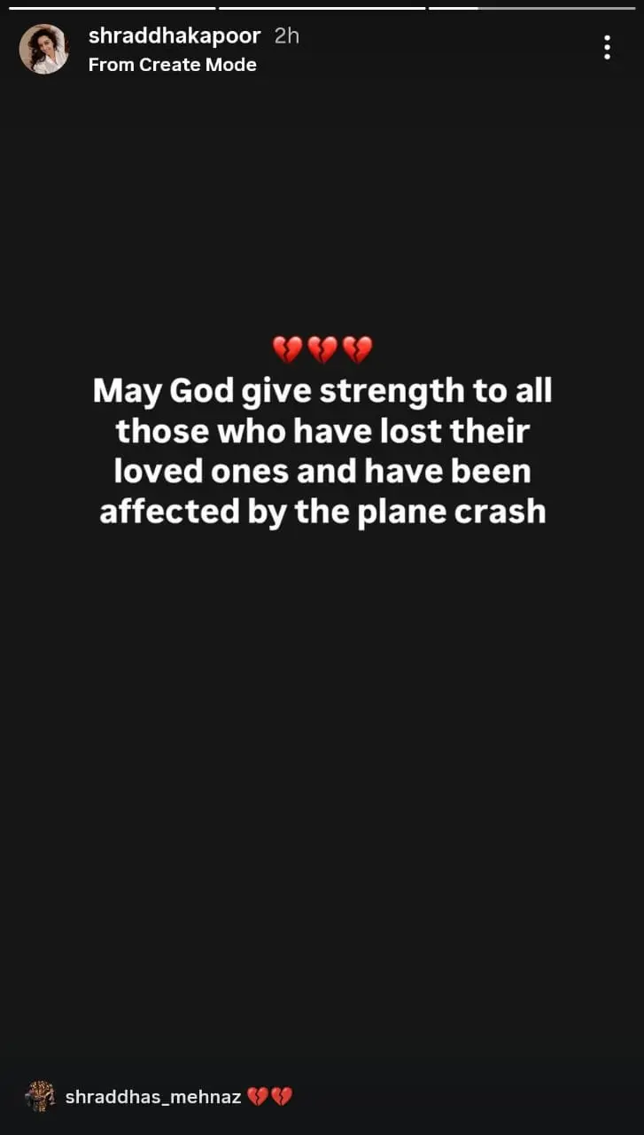 Shraddha Kapoor On Ahmedabad Plane Crash