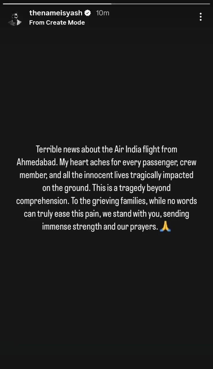 Yash On Ahmedabad Plane Crash