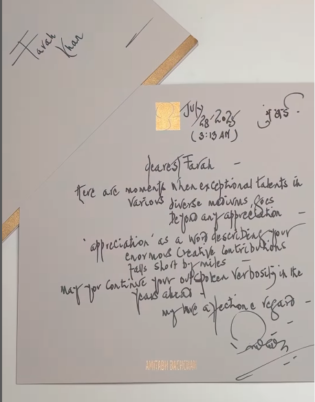 Amitabh Bachchan's handwritten letter to Farah Khan
