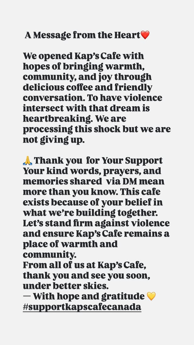 Kapil Sharma's Kaps Cafe's Official statement