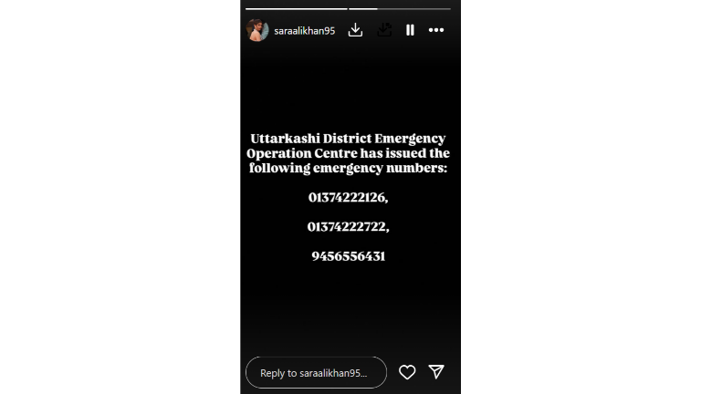 Sara Ali Khan shares emergency contacts on Uttarkashi cloudburst