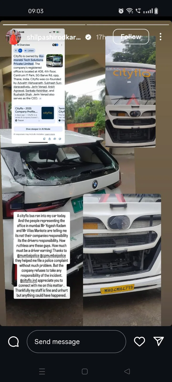 Shilpa Shirodkar's Car Was Hit By Bus In Mumbai