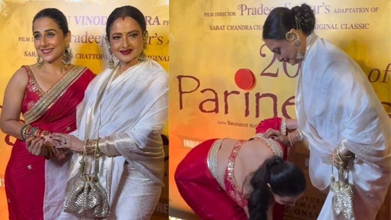 Vidya Balan Touches Rekha’s Feet at Parineeta Screening
