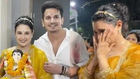 Yuvika Chaudhary In Tears During Ganpati Visarjan
