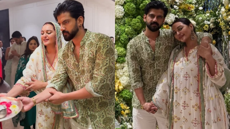 sonakshi sinha zaheer iqbal perform ganesh chaturthi aarti