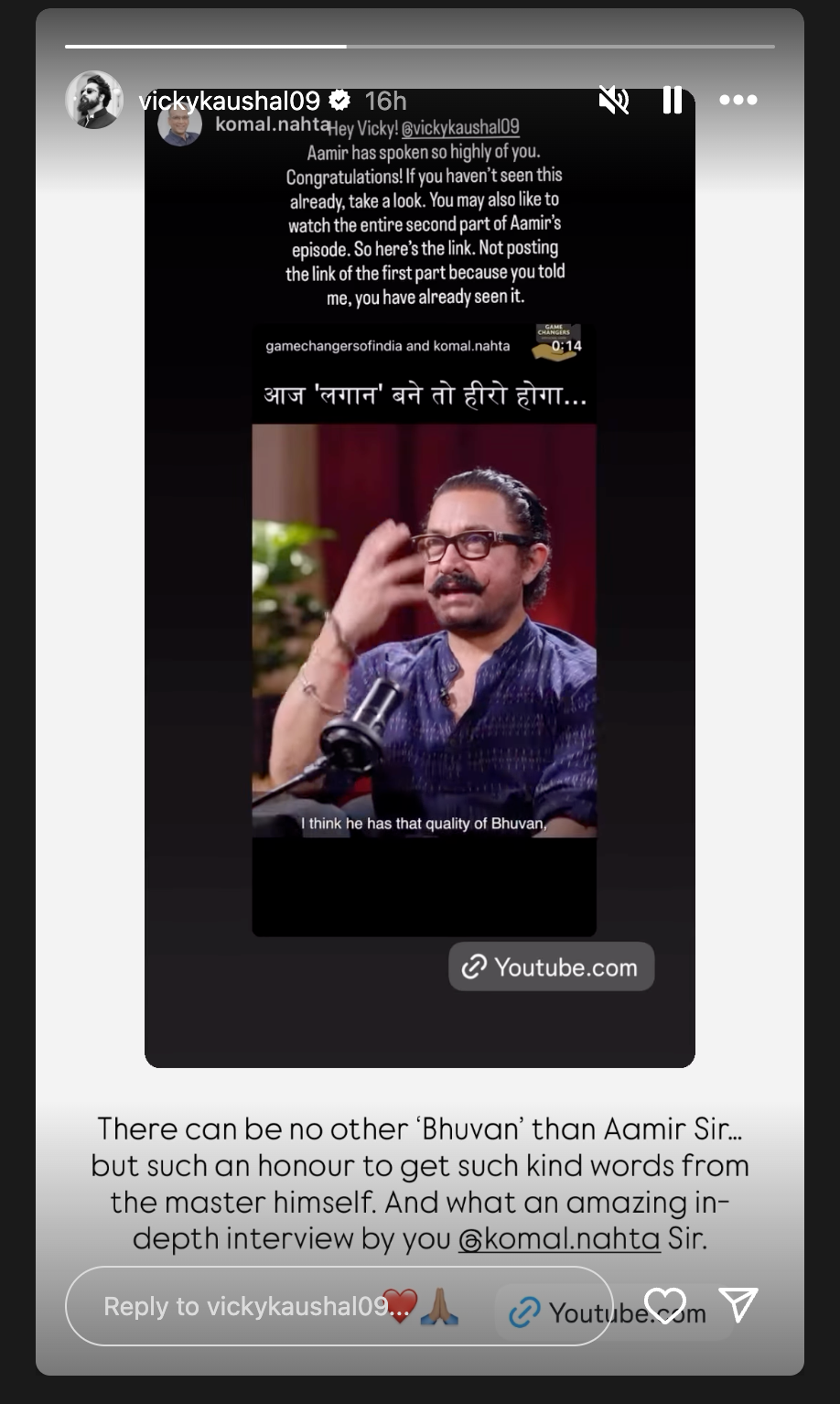 Aamir praising Vicky