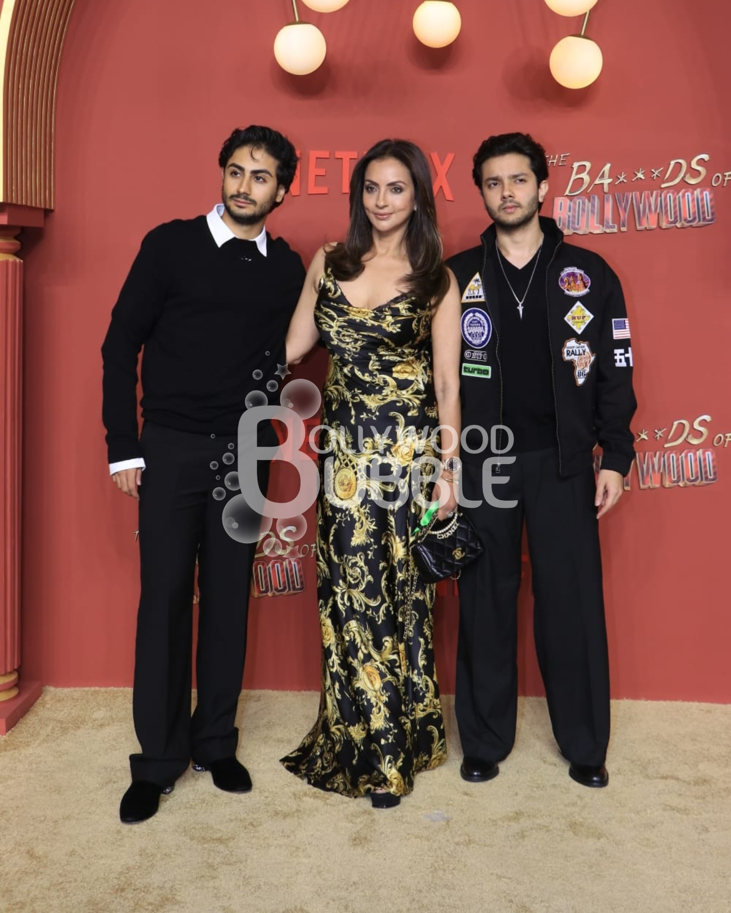 Arhaan Khan, Seema Kiran Sajdeh and Nirvaan Khan at Ba___ds Of Bollywood Screening