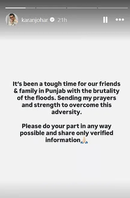 Karan Johar Instagram Story