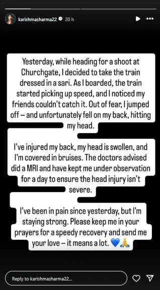 Karishma Shamra shares health update