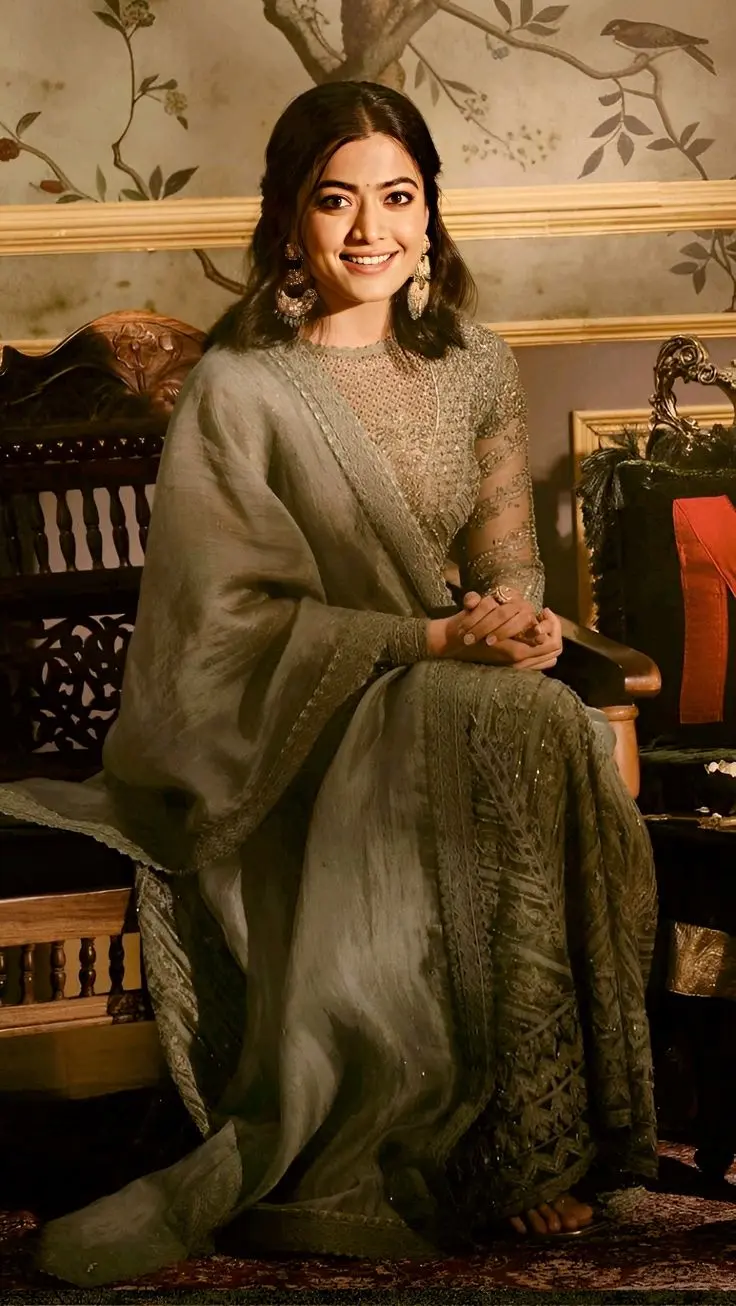 Rashmika Looking Elegant In A Grey Suit