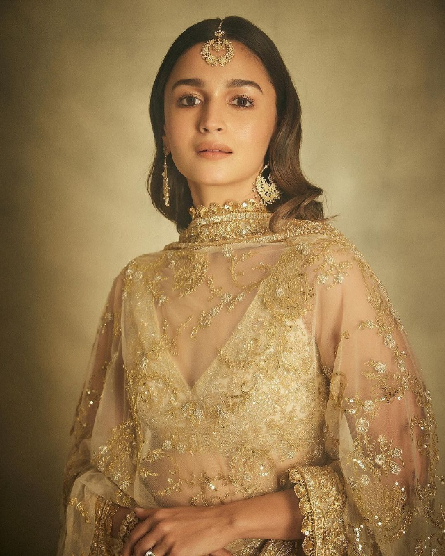 Alia Bhatt Making Heads Turn In A Gold Desi Ensemble