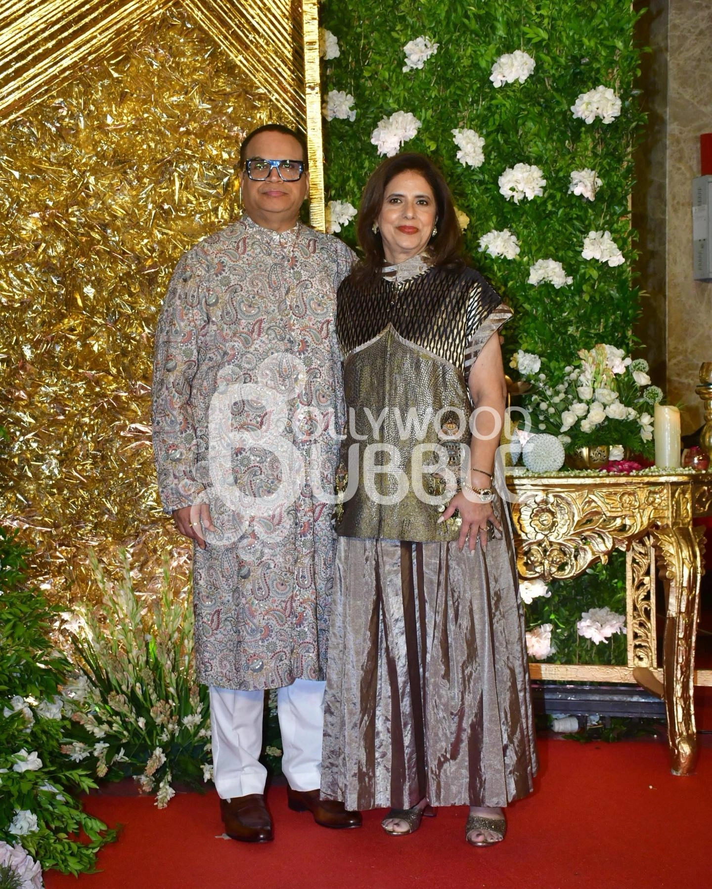 Ramesh Taurani and his wife at their Diwali 2025 party