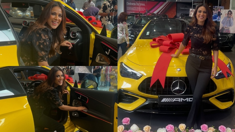 nia sharma purchases amg mercedes on dhanteras