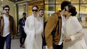 ranbir kapoor and deepikapadukone arrive together at mumbai airport