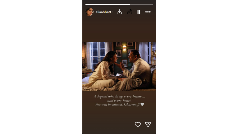 Alia Bhatt Pays Emotional Tribute To Dharmendra