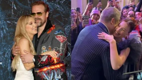 David Harbour, Millie Bobby Brown Hugs At The Red Carpet