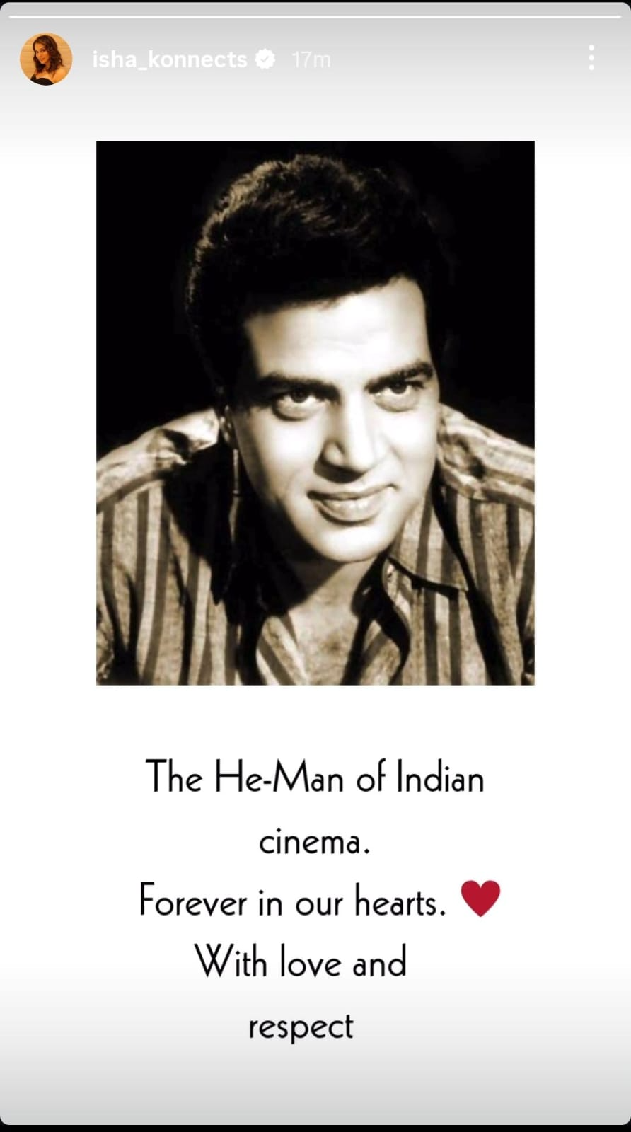 Isha Koppikar Pays Tribute To Dharmendra Ji