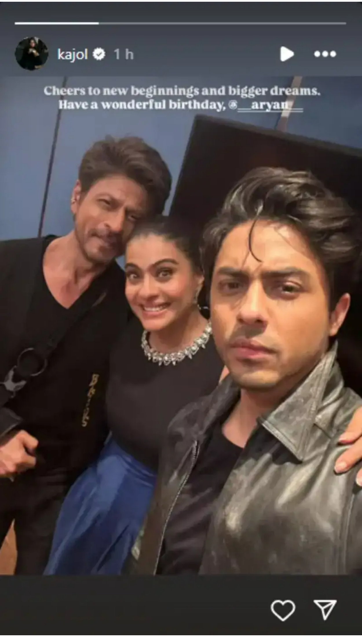 Kajol Wishes Aryan Khan On Social Media