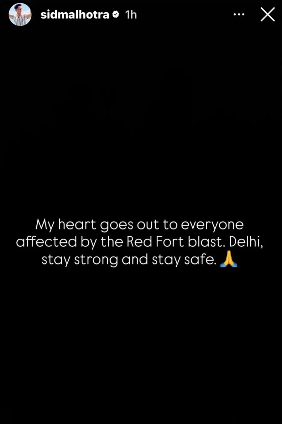Sidharth Malhotra on Delhi blast