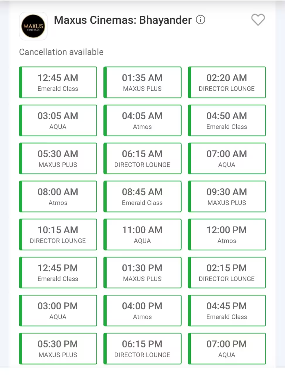 Maxus Cinemas in Bhayandar has several shows of Dhurandhar post midnight.